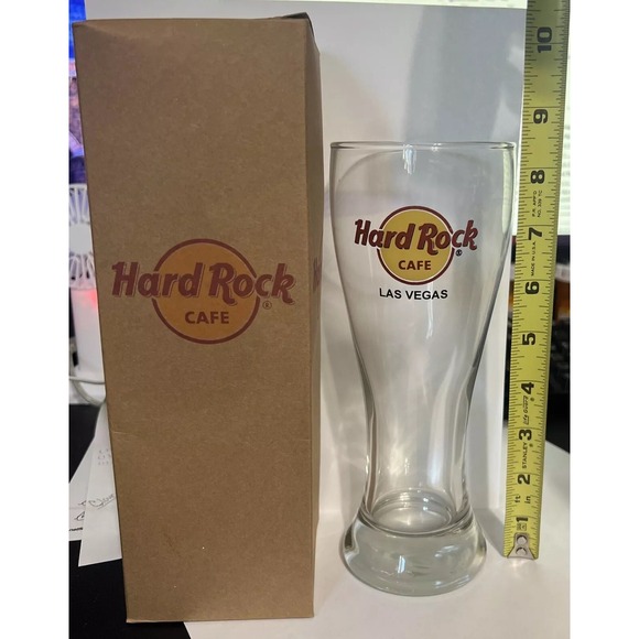 Hard Rock‎ Cafe LAS VEGAS 8.5" PILSNER GLASS w/ Classic HRC Logo GLASSWARE Drink - Picture 1 of 3